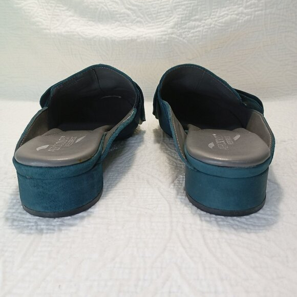 Aerosoles Heelrest Teal Suede Bow Slip-On Mules Size 9 Womens - Picture 9 of 9